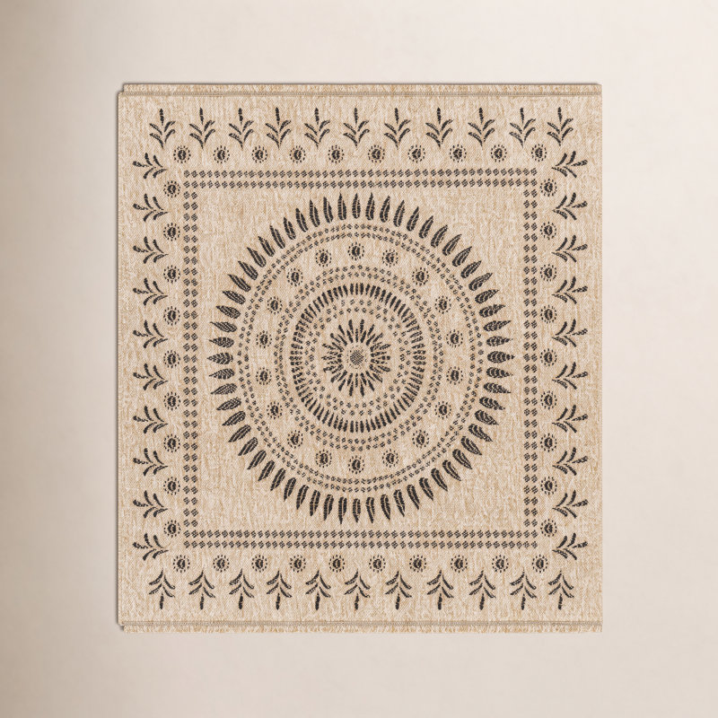 Finni Oriental Outdoor Rug, Square 3'2"