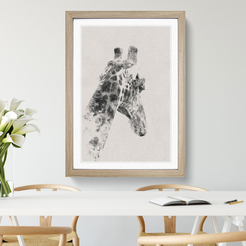 Giraffe Vol.5 - Picture Frame Painting, Oak Framed, 65cm H x 48cm W x 2cm D