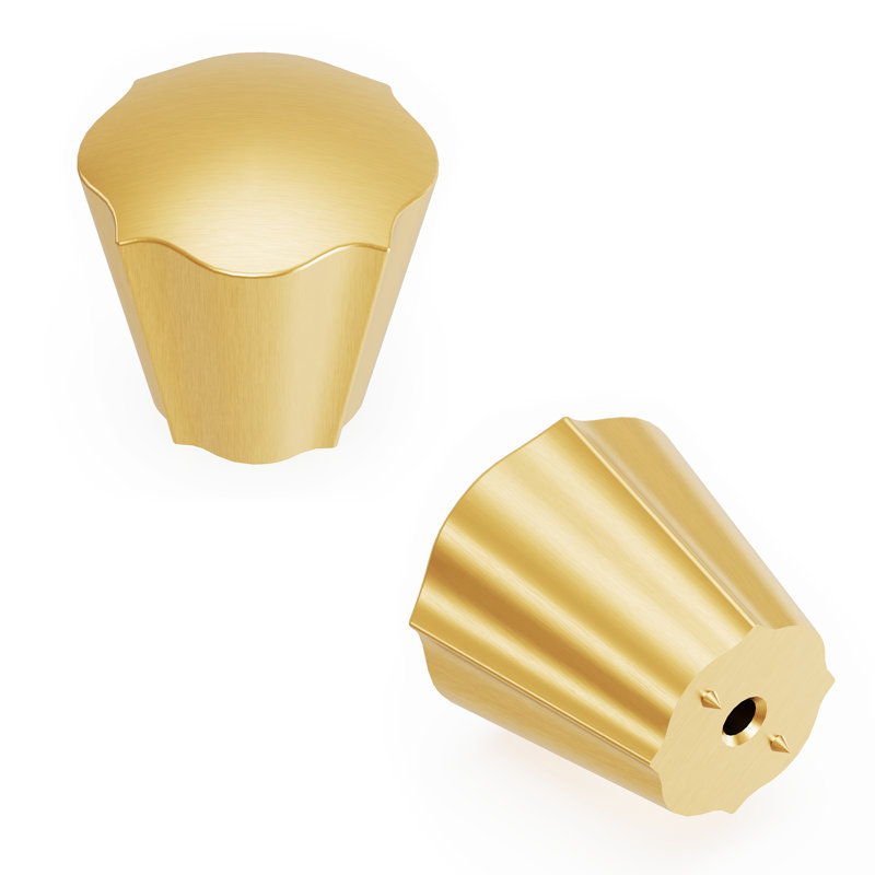 Trellis Collection Conical Knob, Brushed Golden Brass