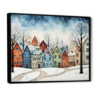 Multicolor Frosty City In Winter I - Winter Landscape, art mural