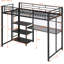 Lit mezzanine simple en métal noir avec bureau et tableau blanc, 3 tablettes, à des fins pratiques-934843555-934843558