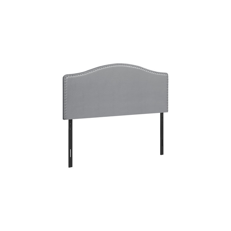 Tête de lit tapissier pour chambre à coucher - aspect cuir, style transitionnel, Gris, Grand lit