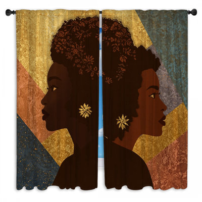 Rideaux de fenêtre à motif floral et silhouettes obscurcissant - 2 panneaux