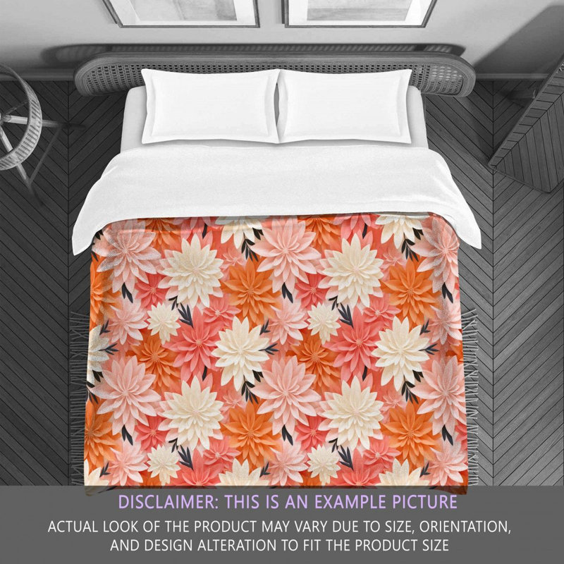 Polyester Floral Comforter, Queen Comforter, Orange/Pink