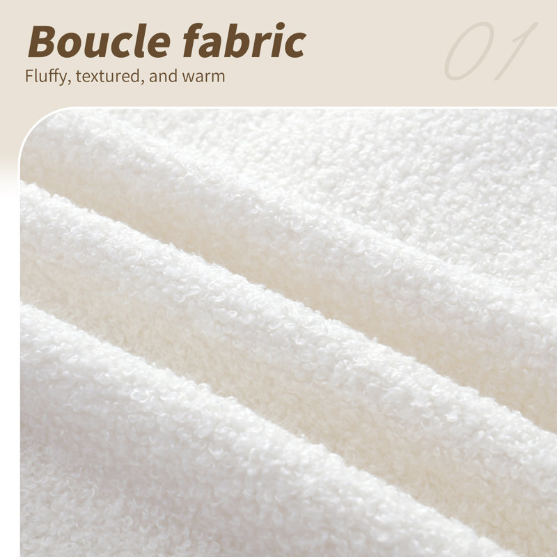 Upholstered Daybed, Beige Boucle