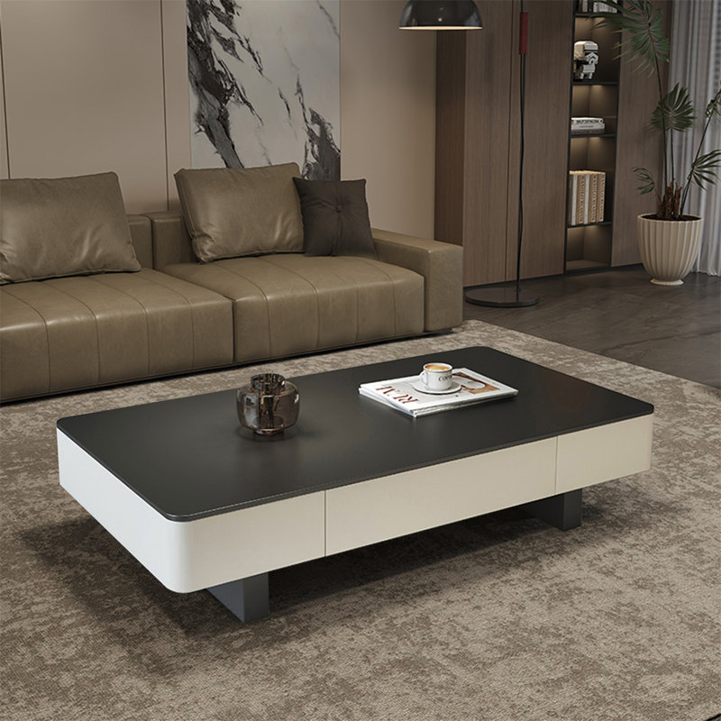 Table basse moderne et simple Rock Plate Living Room Home, Noir, H 13,39 po x L 46,85 po x l 23,23 po