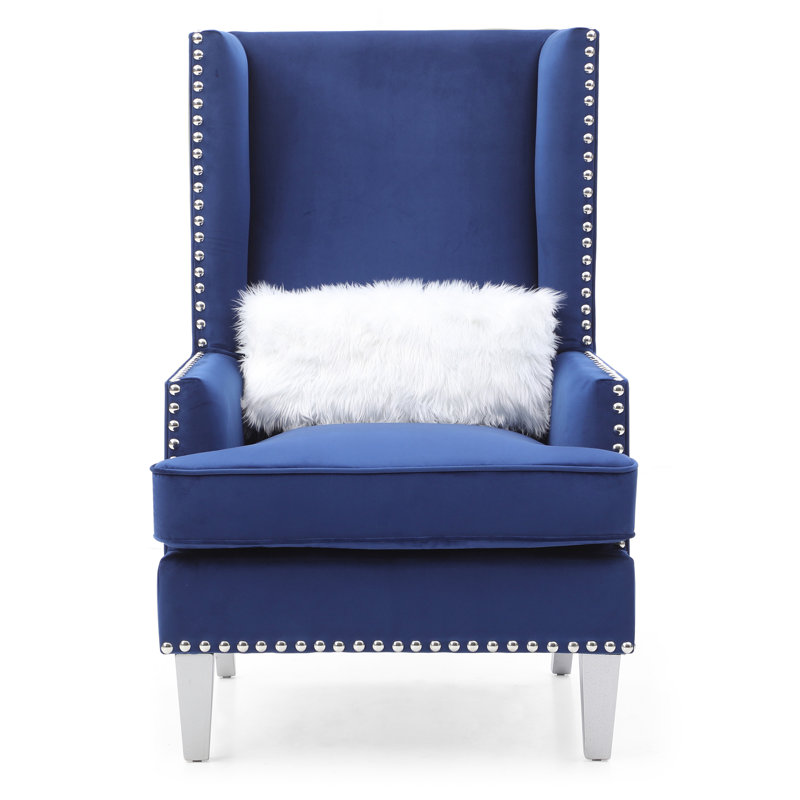 Élégante chaise longue bleue à accoudoirs carrés