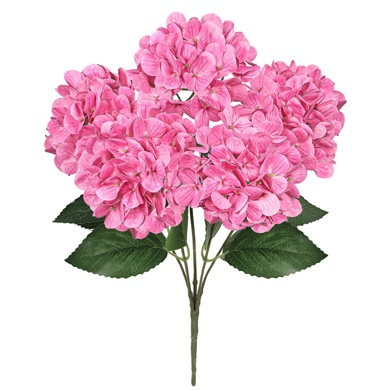 Bouquet de tiges de fleurs d'hortensia artificielle Natural Touch, Rose fuchsia