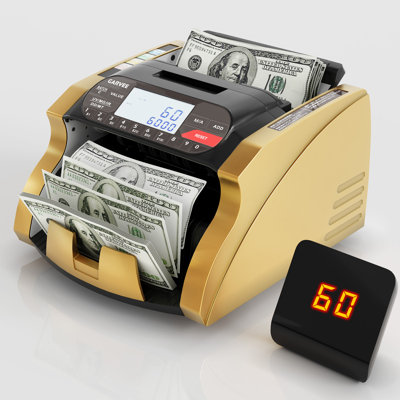 Compteur d'argent professionnel avec comptage de valeur, détection de faux billets UV / MG / IR / DD / MT, modes d'ajout et de lot, comptoir automatique / manuel et comptoir de billets avec écran ACL