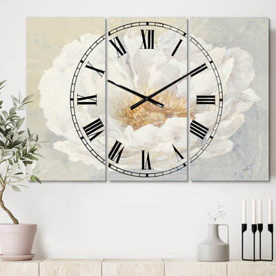 Pivoine blanche sereine - Horloge murale traditionnelle