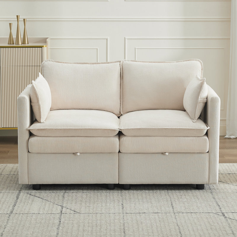 Canapé modulaire avec rangement 55,4 po, Beige