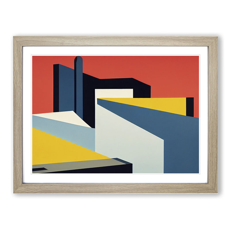 Ingenious Modern Abstract - Framed Print, 25cm H x 34cm W x 2cm D, Oak
