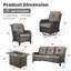 Ensemble de conversation pour patio en osier avec foyer d'extérieur et coussins 6 pièces Deb-809581088-809581089