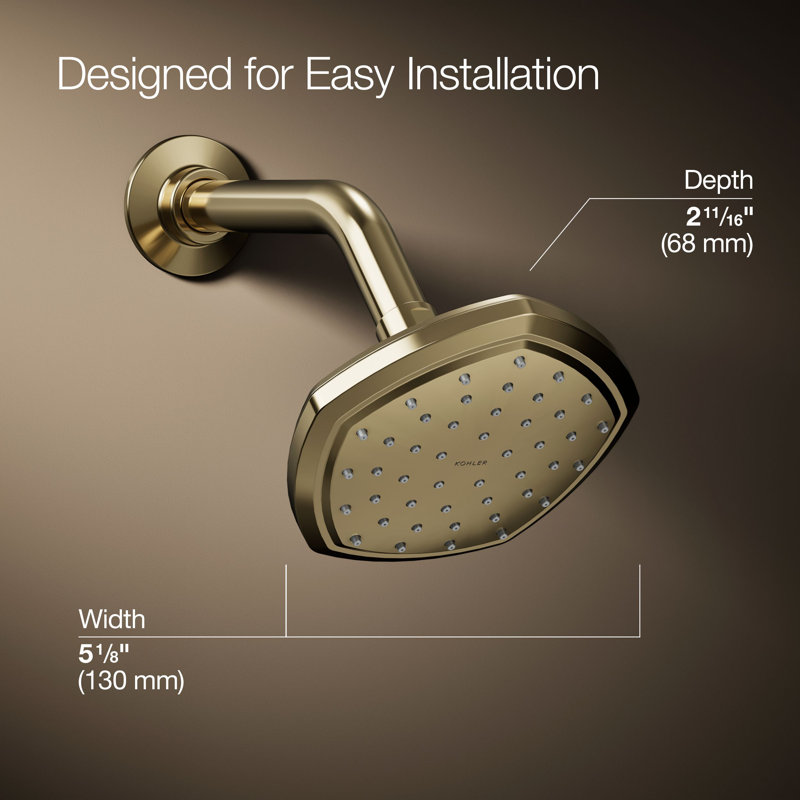 Occasion Full/Standard Fixed Shower Head, Vibrant French Gold, 2.5 GPM