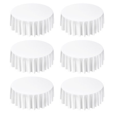 White Round Tablecloths, 120 Inches in Diameter, Stain- & Wrinkle- Resistant, Machine Washable Table Clothes, Polyester Fabric Table Covers for Wedding, Party, Banquet, Formal Events