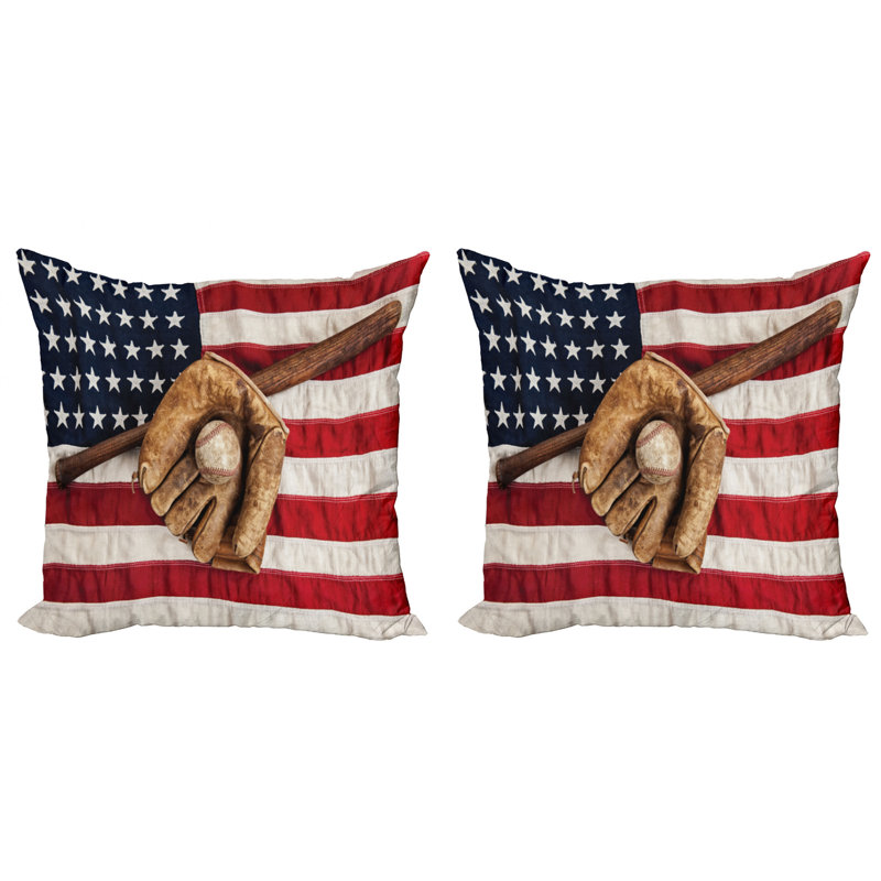 Ensemble de 2 coussins décoratifs Ambesonne Baseball, 24" X 24"