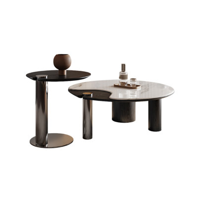 Modern Round Wood Coffee Table Set