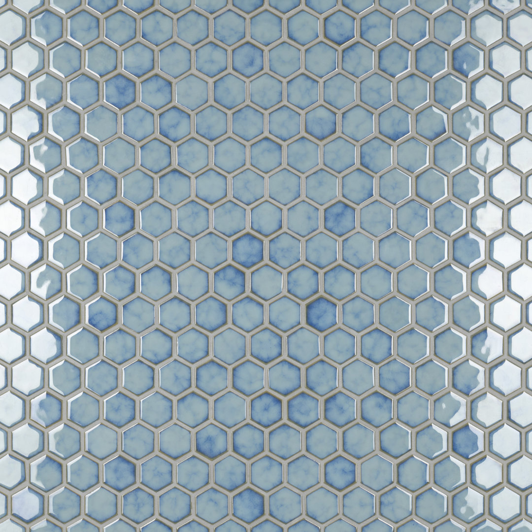 Hudson Due 2" Hex 10-7/8 " x 12-5/8 " Porcelain Mosaic Floor and Wall Tile Merola Tile 