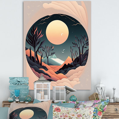 Pleine lune blanche sur les montagnes V - reproduction sur toile