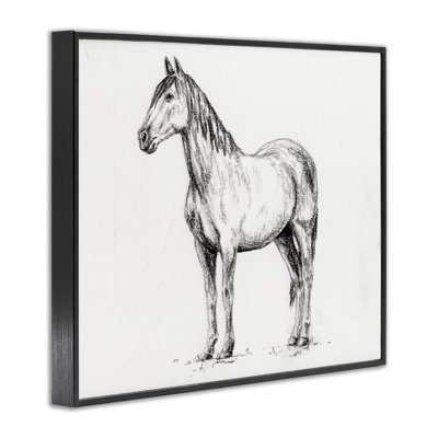 Horse In Charcoal Framed Giclee, design by Leah Noel Art