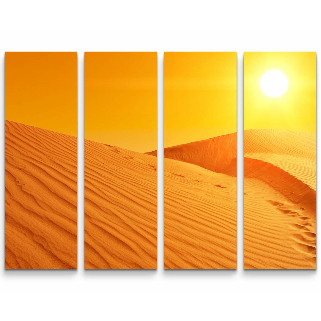 4-tlg. Leinwandbilder-Set Sonnenuntergang über den Sanddünen der Sahara - Tunesien