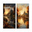 Coucher de soleil sur la seine à Paris - ensemble d'art mural sur toile paysage 2 pièces-1464035170-1464035169