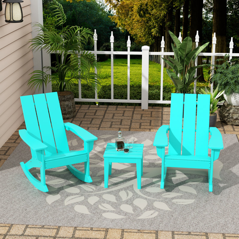 Chaise berçante d'extérieur en plastique Joubert, Turquoise