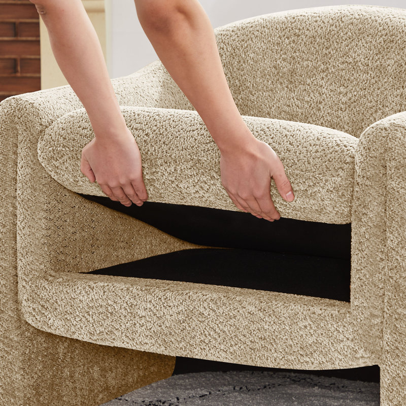 Divaraj Upholstered Accent Chair, Camel Boucle