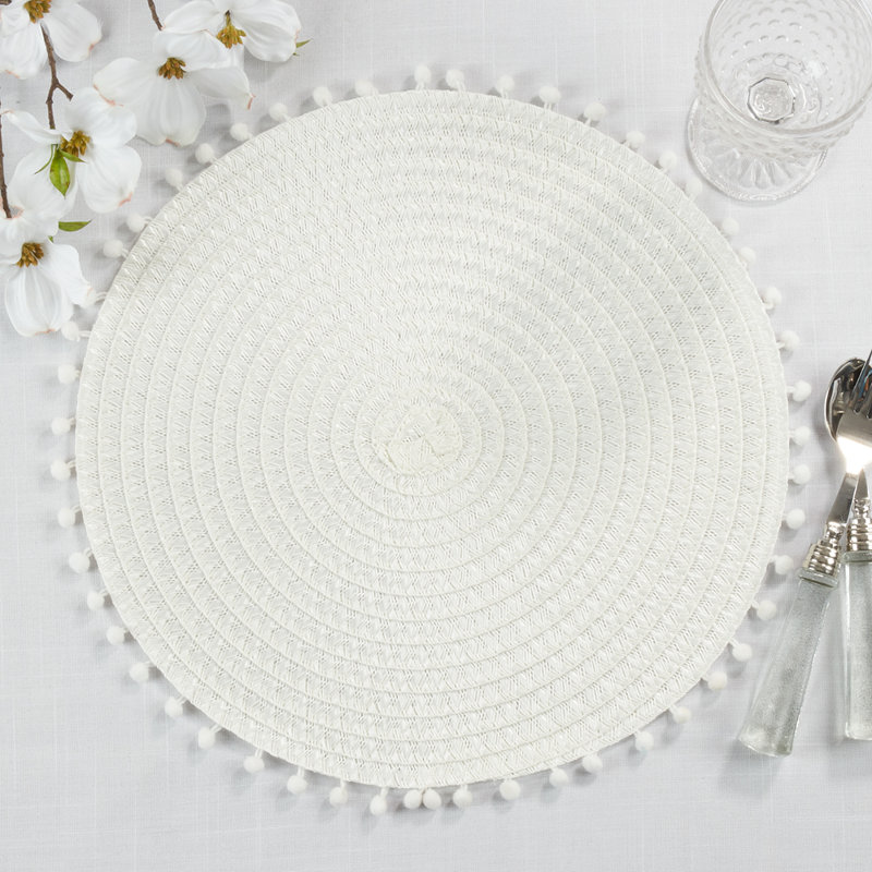 Napperon Mint Modern Pom Pom, Blanc