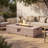 Outdoor 48.2" Rectangular Fire Pit Natural Travertine - 50,000 BTU (Tank Cover not Included)