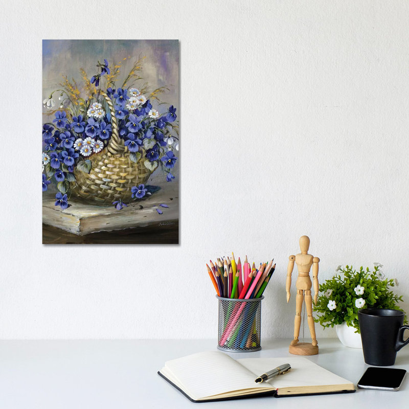 Basket In Blue by Katharina Schöttler - Wrapped Canvas Print, 20.32 cm H x 30.48 cm W