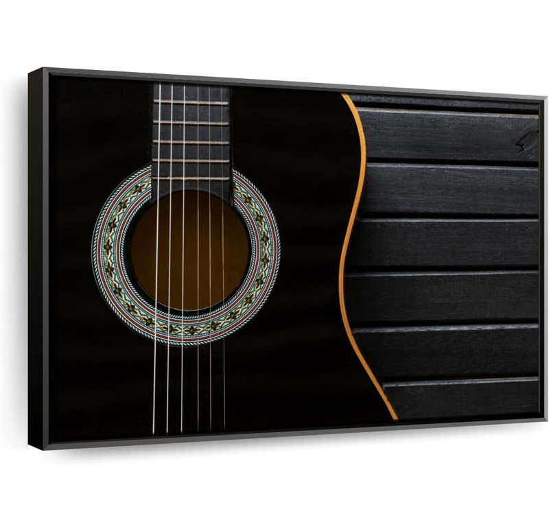 Guitare acoustique foncée, reproduction sur toile, H 9 po x l 13 po