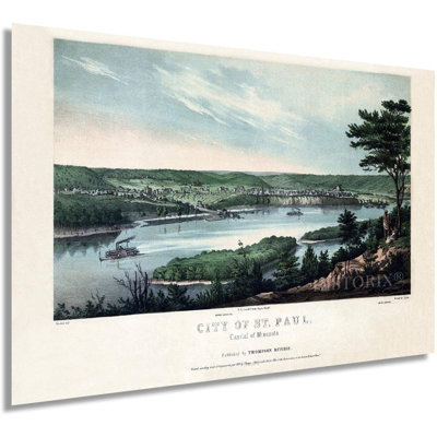 " Vintage 1853 Saint Paul Minnesota Map " Graphic Art Print
