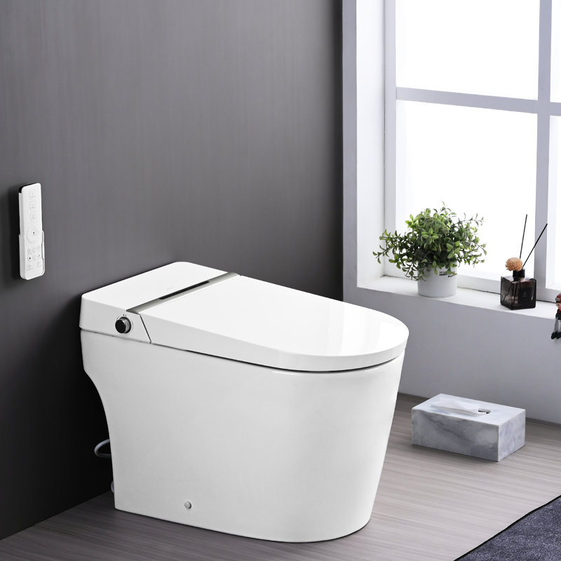 Smart Toilet With Night , Self-Cleaning Nozzle, Heated Seat, Foot Sensor, Remote Control, Led Display Control Bidet ,