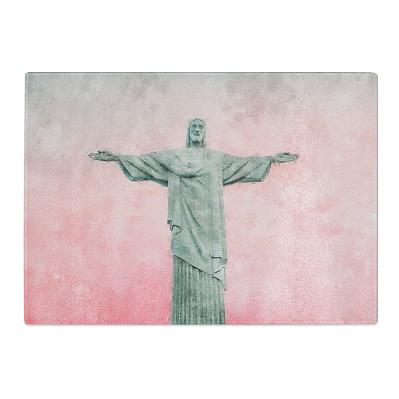Tempered Glass Corcovado in Rio De Janeiro Brazil Abstract Chopping Board, 20 cm x 28.5 cm