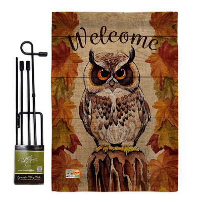 Hibou à l’aspect du jardin amis amis, de polyester décoratif de 2 côtés 18,5 x 13 po ensemble de drapeau