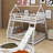 Twin Over Queen House Bunk Bed With Nets And Ramp-1126472617