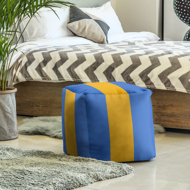 Repose-pieds cube la ours college stripes, Bleu / Or / Bleu