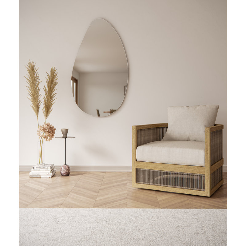 Wall Mounted Mirror, 28" x 48", White, Asymmetrical