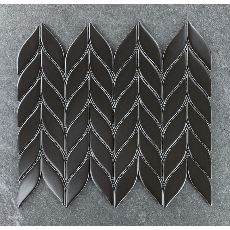 Petal/Leaf Matte Porcelain Mosaic Tile –  Wall & Floor Use, Black