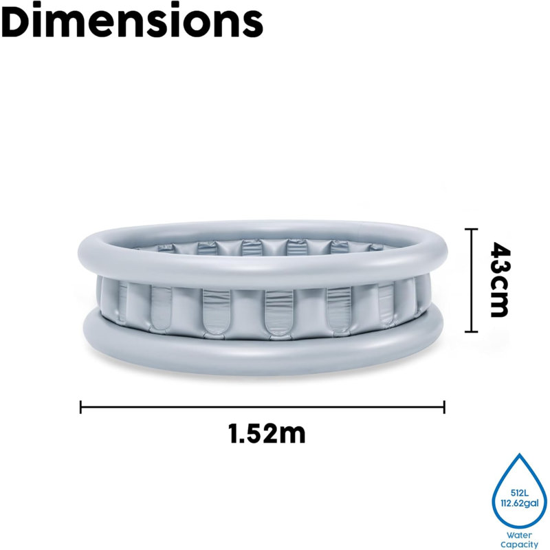 Vinyl Round Inflatable Pool 43cm H x 152cm W x 152cm L