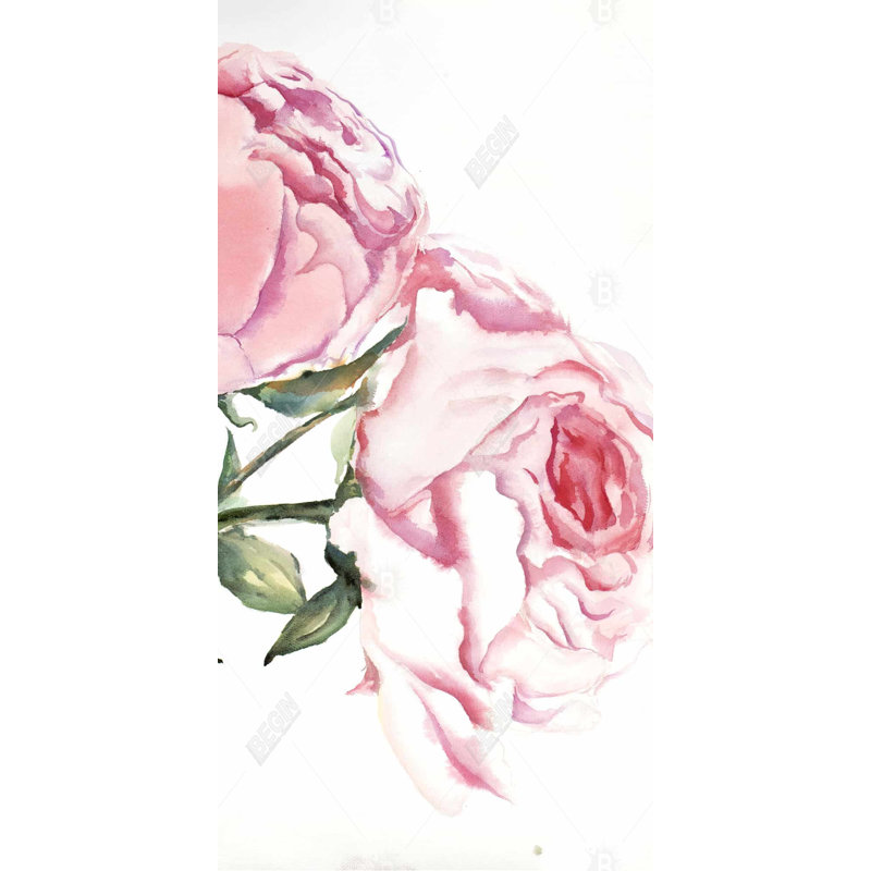 Aquarelle de roses roses - Toile florale romantique pour la décoration intérieure