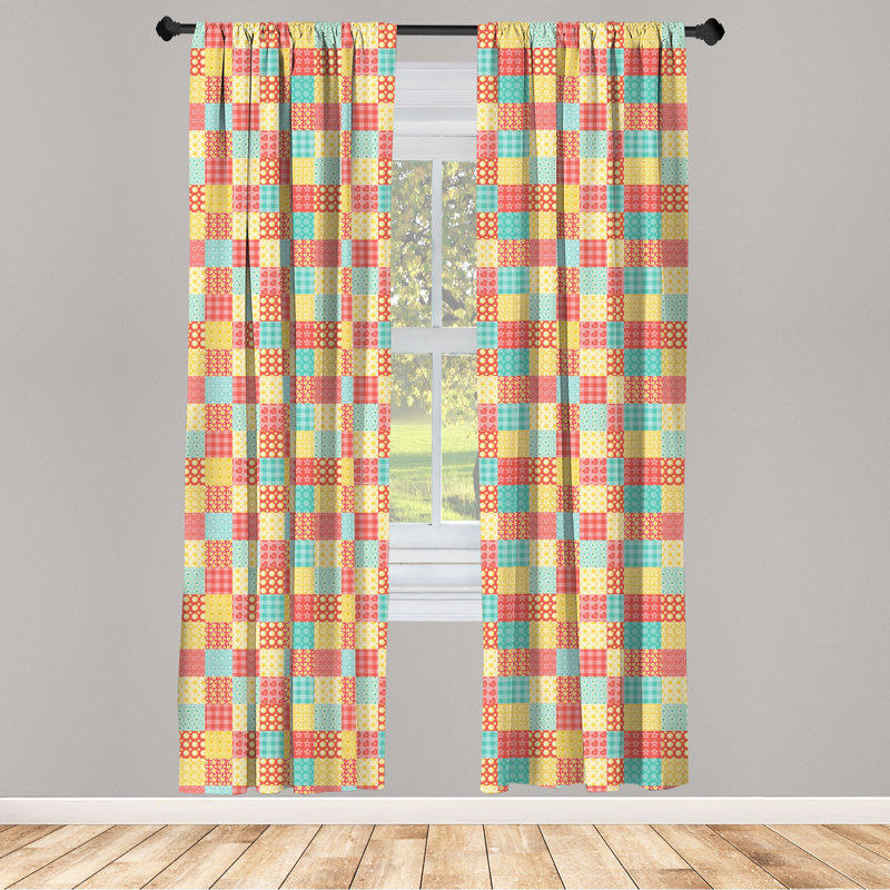 Patchwork Semi-Sheer Rod Pocket Curtain Panels, 28" x 63"