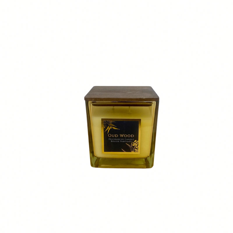 Old Wood Scented Jar Candle with Glass Holder
