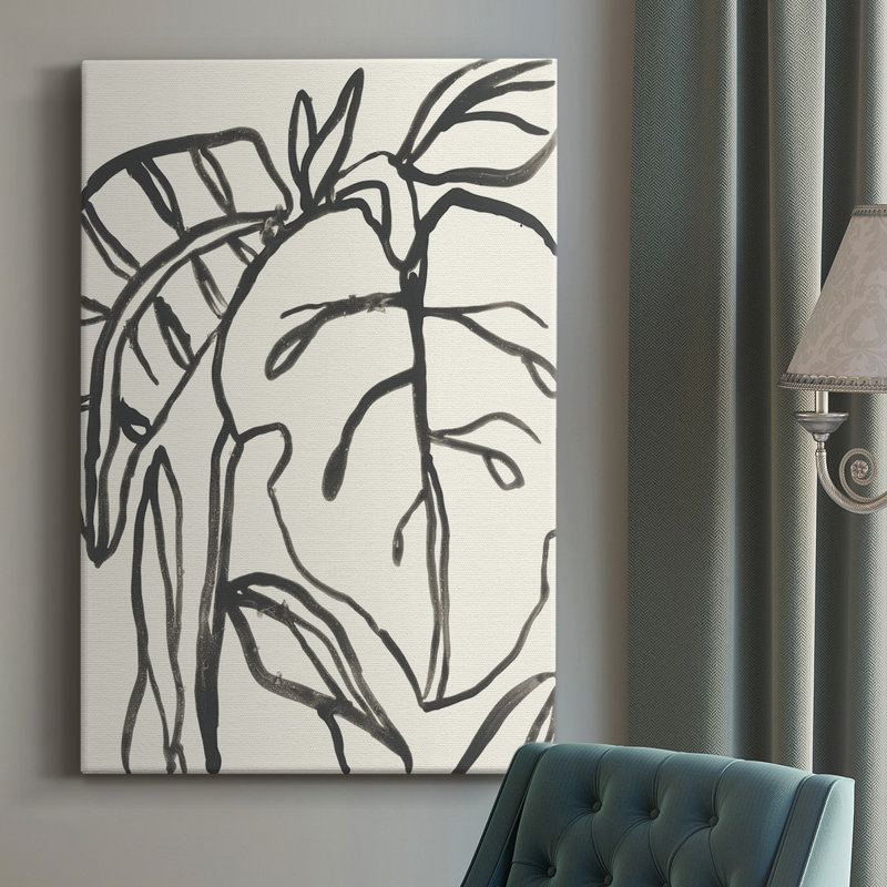 Contour tropical I - Reproduction de dessin sur toile tendue, H 18 po x l 12 po x P 1 po