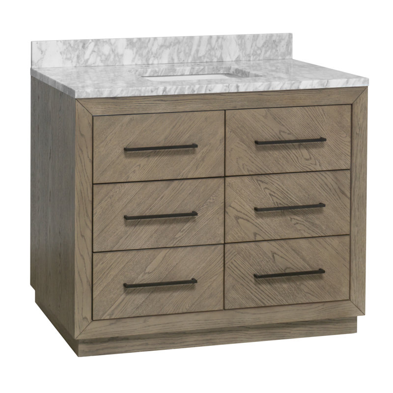 Ensemble de meuble-lavabo simple 42 po Rumalda, Chêne gris