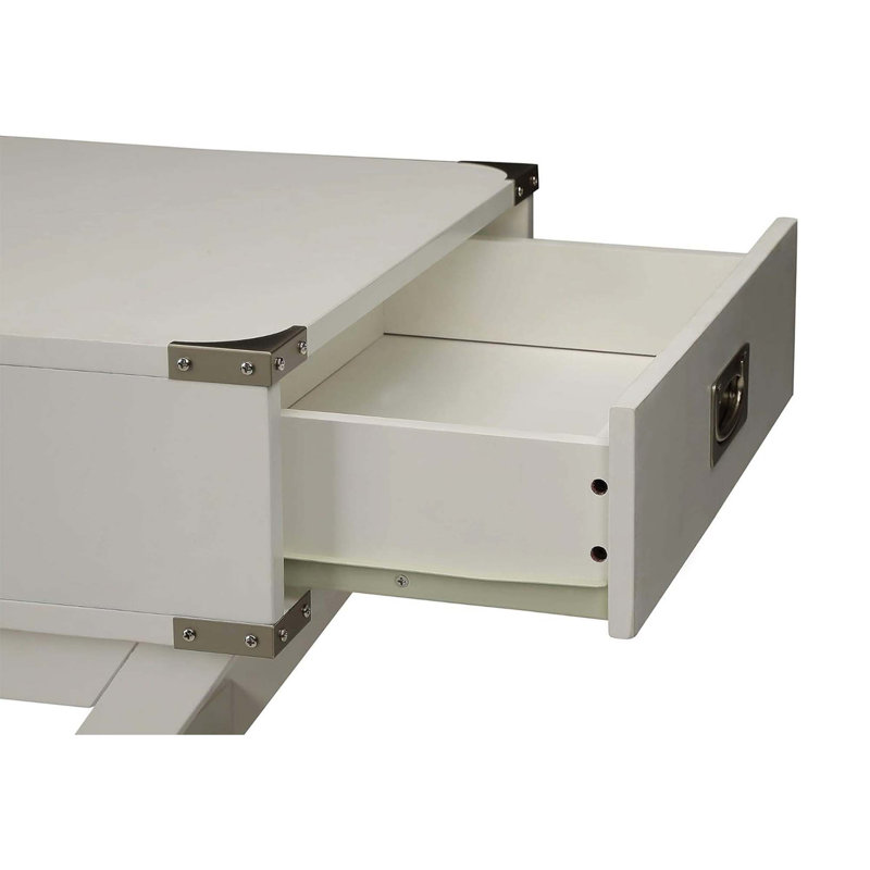 Table d'appoint avec coins en métal, Blanc