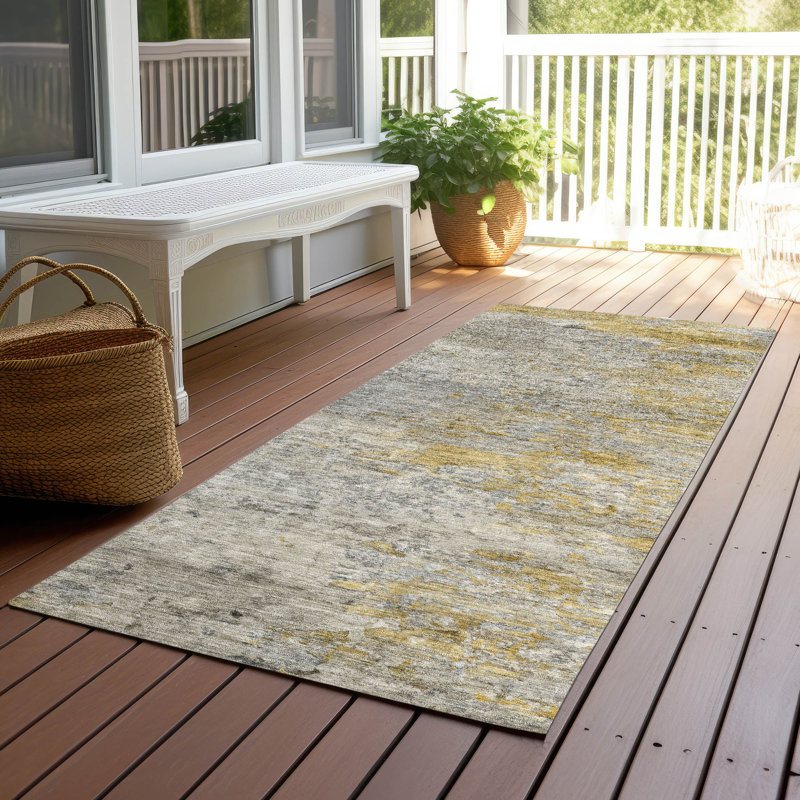 Tapis gris intérieur / extérieur lavable en machine Christain ACN1297, Tapis de couloir 2 pi 3 po x 7 pi 6 po