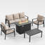 Ensemble de conversation d'extérieur en aluminium pour 5 personnes avec foyer et table basse-1207450016-1207450021