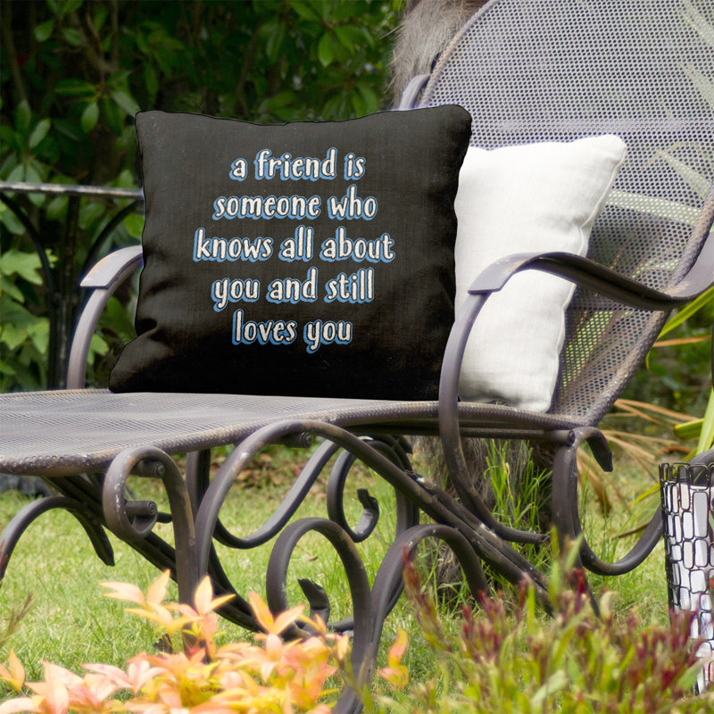 Coussin intérieur / extérieur Love and Friendship, 16 po x 1 po, Bleu